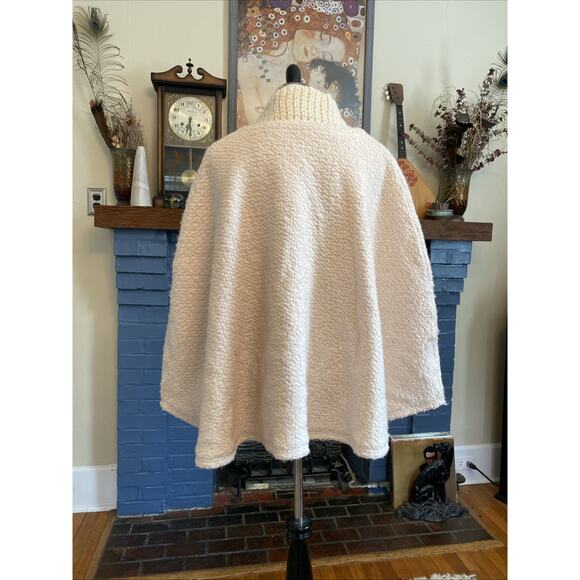 New ANTHROPOLOGIE Textured Sweater Poncho Wool Blend High Neck OS Cream $130 - Picture 7 of 16
